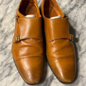 Wolf & Shepherd Mens Gambit Shoes Honey Monk Strap Buckle Leather Size 14 Used